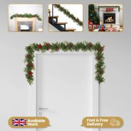 Shatchi 180cm Garland for Home Christmas Decoration in Green - Size: 180 cm - thumbnail 3