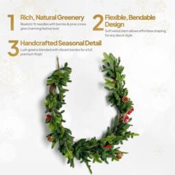 Shatchi 180cm Garland for Home Christmas Decoration in Green - Size: 180 cm - thumbnail 6