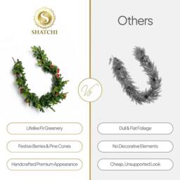 Shatchi 180cm Garland for Home Christmas Decoration in Green - Size: 180 cm - thumbnail 9