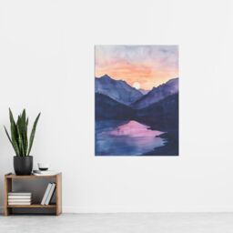 "Artery8 Maroon Lake Atmospheric Sunset Mountain Landscape Wall Art Print in Purple - Size: W12"" x H16""" - thumbnail 4