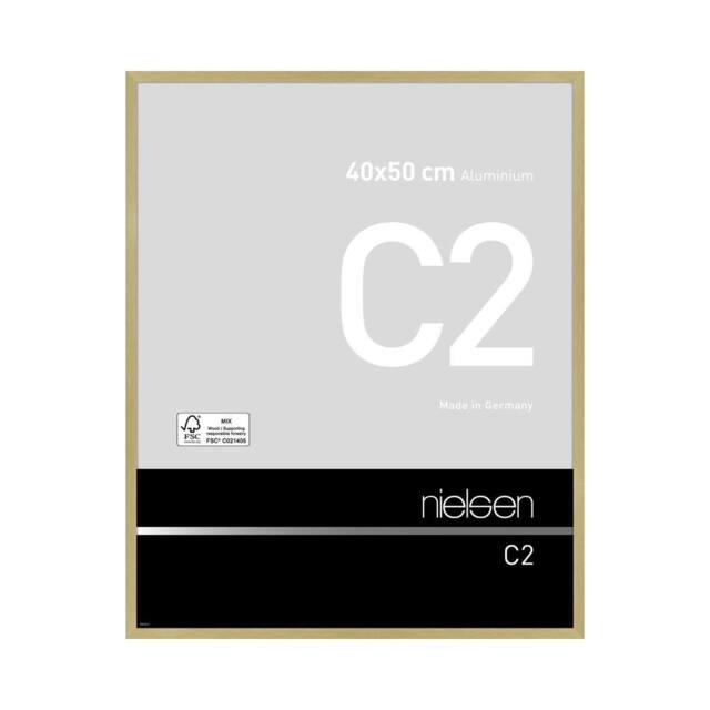 nielsen C2 Aluminium Picture Frame 40x50cm - Float Glass & Push/Turn Clips in Gold - Size: 40x50 cm