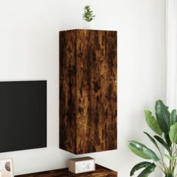 Berkfield Home TV Wall Cabinet Smoked Oak 40.5x30x102 cm Engineered Wood in Brown - thumbnail 3