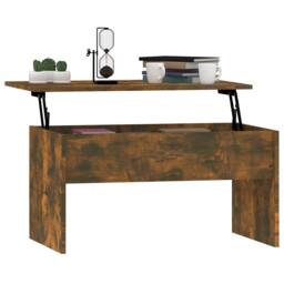 Berkfield Home Coffee Table Smoked Oak 80x50.5x41.5 cm Engineered Wood in Brown - thumbnail 7