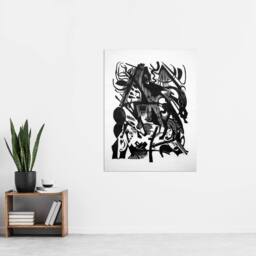 "Artery8 Birth of the Wolves Abstract Franz Marc Vintage Wall Art Print Poster in White - Size: W12"" x H16""" - thumbnail 4