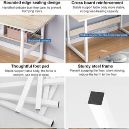 VOGREX Home Office Study Desk with Book Shelf, Computer Writing Workstation in Off-White - thumbnail 5