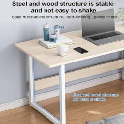 VOGREX Home Office Study Desk with Book Shelf, Computer Writing Workstation in Off-White - thumbnail 3