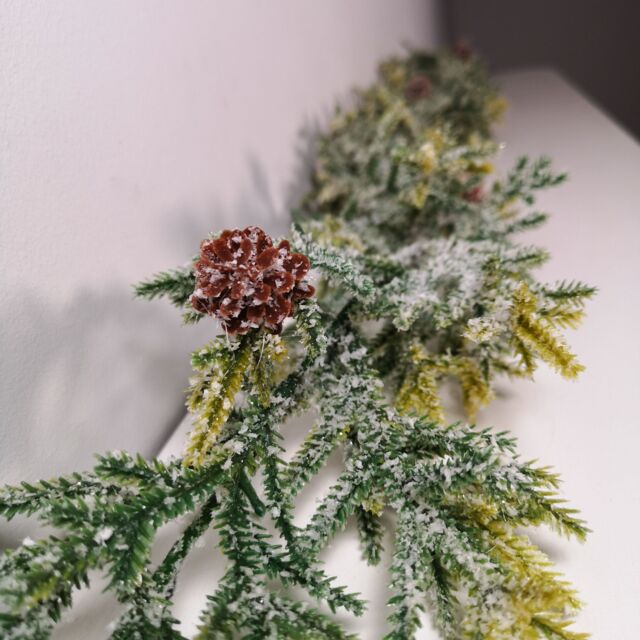 Samuel Alexander 160cm Artificial Green Spruce Frosted Christmas Garland with Pinecones - image 1