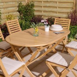 Rowlinsons Ashdown Six Seater Oval Wooden Dining Set in Brown - thumbnail 3