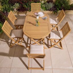 Rowlinsons Ashdown Six Seater Oval Wooden Dining Set in Brown - thumbnail 2