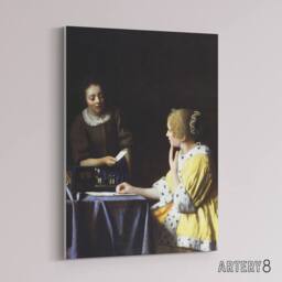 "Artery8 Mistress & Maid Portrait Vermeer Vintage Canvas Wall Art in Black - Size: W18"" x H24""" - thumbnail 2