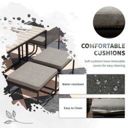 OUTSUNNY Rattan Dining Set, Garden Table & Chair Sets w/ Space-saving Design in Grey - Size: 11 Pack - thumbnail 6