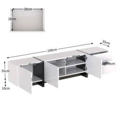 Merax Modern TV Unit, Media Console Table with 3 Doors & 2 Drawers in White - thumbnail 3