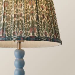 ValueLights Bobbin Bobble Table Lamp with Floral Pleated Tapered Lamp Shade in Pale Blue - thumbnail 4