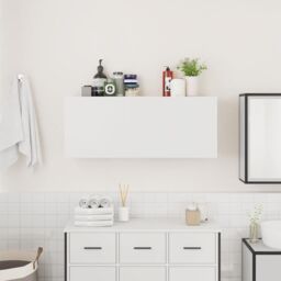 Berkfield Home Bathroom Wall Cabinet White 100x25x40 cm Engineered Wood - Size: 100 x 25 x 40 cm - thumbnail 3