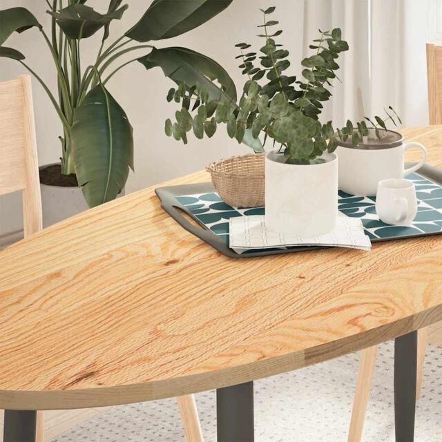 Berkfield Home Table Top 140x60x2 cm Solid Wood Oak Oval in Brown - Size: 140 x 60 x 2 cm - image 1