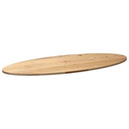 Berkfield Home Table Top 140x60x2 cm Solid Wood Oak Oval in Brown - Size: 140 x 60 x 2 cm - thumbnail 4