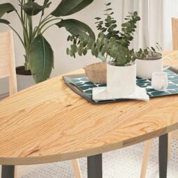 Berkfield Home Table Top 140x60x2 cm Solid Wood Oak Oval in Brown - Size: 140 x 60 x 2 cm - thumbnail 1
