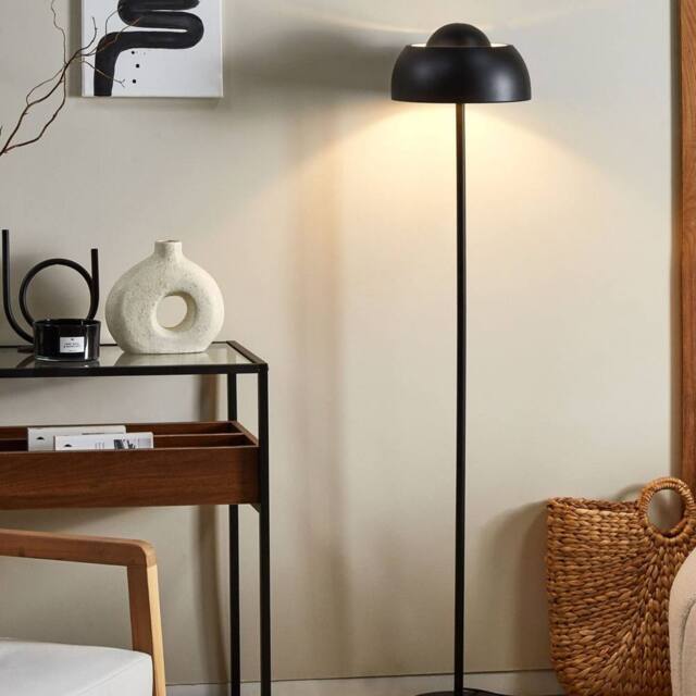 Wyld and Coco Black Steel Floor Lamp Round Base Dome Shade Industrial Ambient - image 1