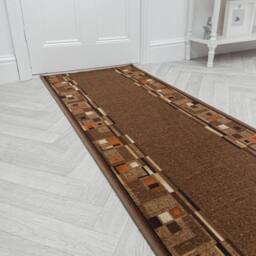 runrug Hallway Runner Rug - Non-Slip, Hardwearing, 5.4mm - 'Bombay' in Dark Brown - Size: 66 cm x 330 cm - thumbnail 1