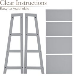 Christow Ladder Shelf Unit 4 Tier Storage Display Stand Rack Home Bathroom in Grey - thumbnail 5