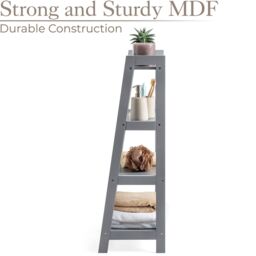Christow Ladder Shelf Unit 4 Tier Storage Display Stand Rack Home Bathroom in Grey - thumbnail 4