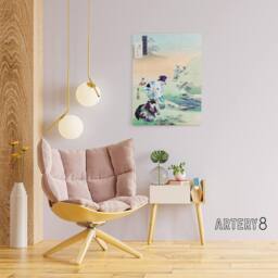 "Artery8 Beauties Harvesting Bracken Canvas Wall Art Print Ogata Gekko in Green - Size: W18"" x H24""" - thumbnail 3
