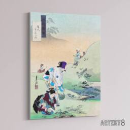 "Artery8 Beauties Harvesting Bracken Canvas Wall Art Print Ogata Gekko in Green - Size: W18"" x H24""" - thumbnail 2
