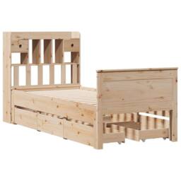 Berkfield Home Bookcase Bed without Mattress 75x190 cm Small Single Solid Wood Pine in Light Brown - thumbnail 3