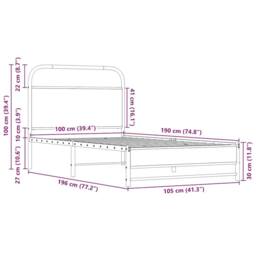 Berkfield Home Bed Frame without Mattress 100x190 cm Sonoma Oak Engineered Wood in Brown - thumbnail 9