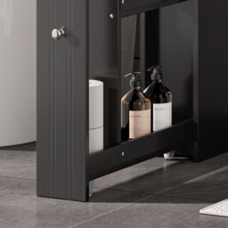 VonHaus Freestanding Shaker Style Slimline Bathroom Storage Unit in Black - thumbnail 7