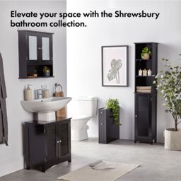 VonHaus Freestanding Shaker Style Slimline Bathroom Storage Unit in Black - thumbnail 8