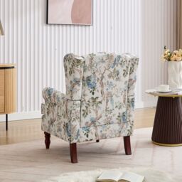FURNITURE ONE Wingback Armchair, Padded Retro Vantage Accent Chair - Solid Wood Legs in Teal - Size: 1 Pack - thumbnail 6
