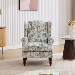 FURNITURE ONE Wingback Armchair, Padded Retro Vantage Accent Chair - Solid Wood Legs in Teal - Size: 1 Pack - thumbnail 5