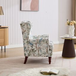 FURNITURE ONE Wingback Armchair, Padded Retro Vantage Accent Chair - Solid Wood Legs in Teal - Size: 1 Pack - thumbnail 3