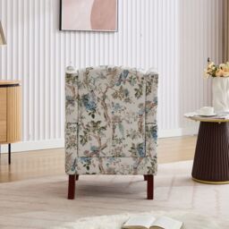 FURNITURE ONE Wingback Armchair, Padded Retro Vantage Accent Chair - Solid Wood Legs in Teal - Size: 1 Pack - thumbnail 4