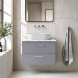 Balterley Level 800mm Wall Hung 2 Drawer Unit with Laminate Worktop Satin Grey - thumbnail 6