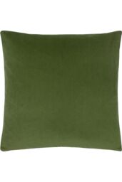Paoletti Sunningdale Plain Velvet Cushion in Olive - Size: 50 cm x 50 cm - thumbnail 1