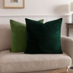 Paoletti Sunningdale Plain Velvet Cushion in Olive - Size: 50 cm x 50 cm - thumbnail 4