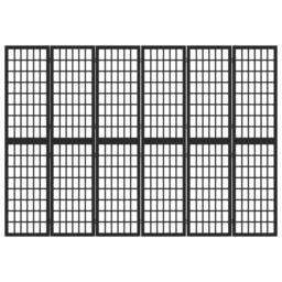 Berkfield Home Folding 6-Panel Room Divider Japanese Style 240x170 cm Black - thumbnail 3