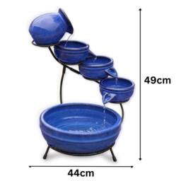 Marco Paul 49cm Blue Ceramic Five Tier Solar Powered Water Fountain - thumbnail 3
