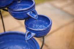 Marco Paul 49cm Blue Ceramic Five Tier Solar Powered Water Fountain - thumbnail 6