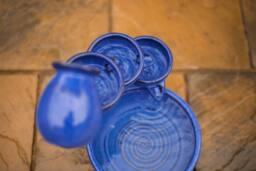 Marco Paul 49cm Blue Ceramic Five Tier Solar Powered Water Fountain - thumbnail 4