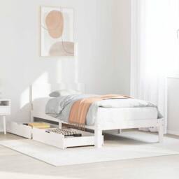 Berkfield Home Decorative Bed Frame with Drawers without Mattress White 90x200 cm - thumbnail 2