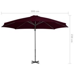 Berkfield Home Cantilever Umbrella with Aluminium Pole Red 300 cm in Wine - thumbnail 8