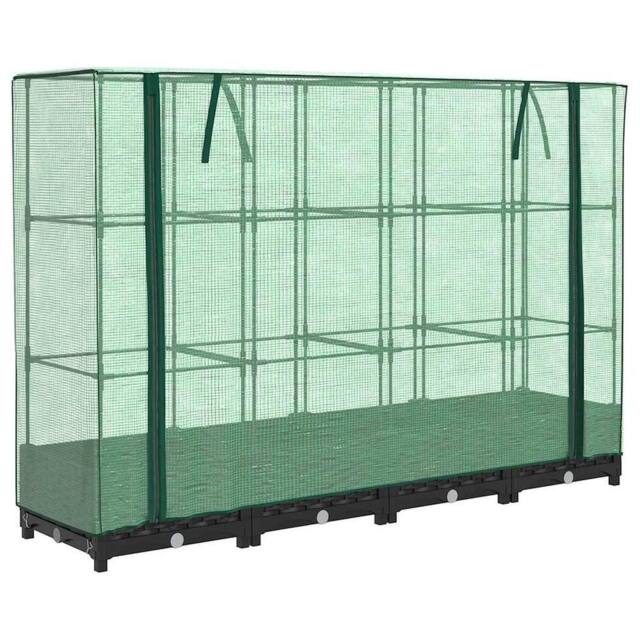 Berkfield Home Raised Bed with Greenhouse Cover Rattan Look 160x40x123 cm in Black - Size: 160 x 40 x 123 cm - image 1