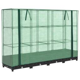 Berkfield Home Raised Bed with Greenhouse Cover Rattan Look 160x40x123 cm in Black - Size: 160 x 40 x 123 cm