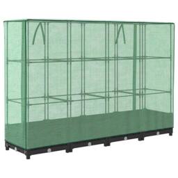 Berkfield Home Raised Bed with Greenhouse Cover Rattan Look 160x40x123 cm in Black - Size: 160 x 40 x 123 cm - thumbnail 6
