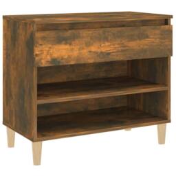 Berkfield Home Shoe Cabinet Smoked Oak 70x36x60 cm Engineered Wood in Brown - Size: 70 x 36 x 60 cm - thumbnail 3