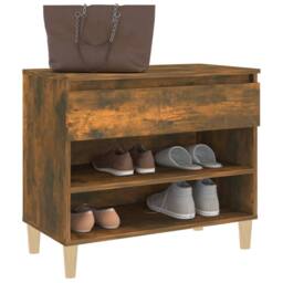 Berkfield Home Shoe Cabinet Smoked Oak 70x36x60 cm Engineered Wood in Brown - Size: 70 x 36 x 60 cm - thumbnail 4