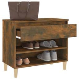 Berkfield Home Shoe Cabinet Smoked Oak 70x36x60 cm Engineered Wood in Brown - Size: 70 x 36 x 60 cm - thumbnail 5